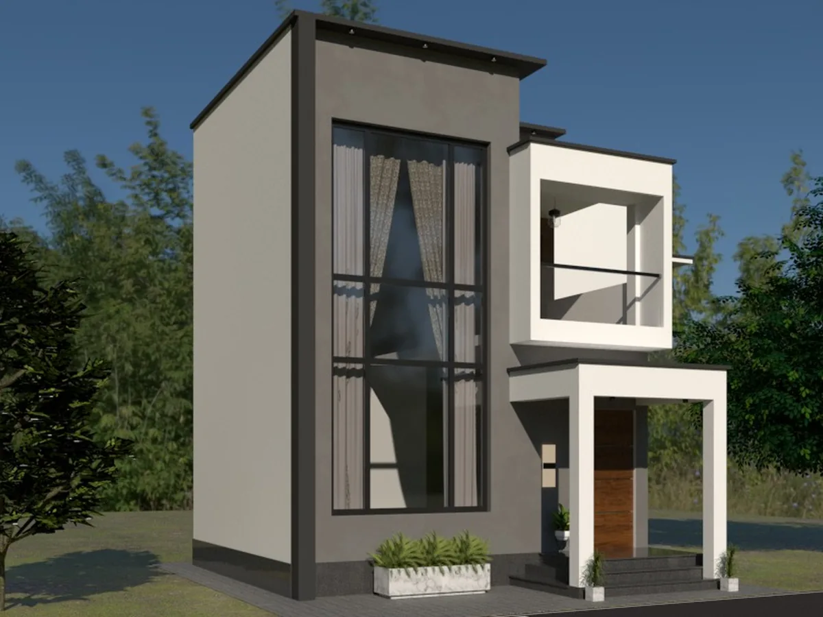 Compact residence with double-height glazing, Haveri