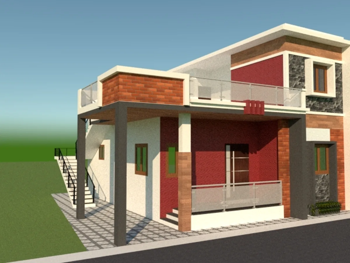 Residence with covered verandah, Haveri